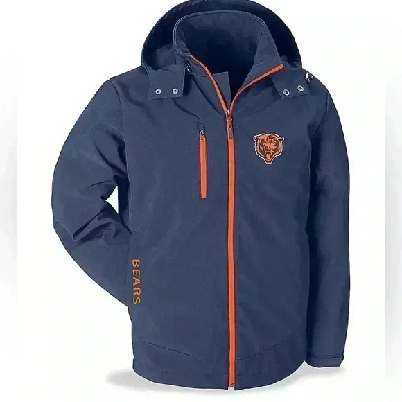 $150 Chicago Bears NFL Football Hooded Jacket Soft Shell Coat Large Gorpcore - Picture 3 of 6
